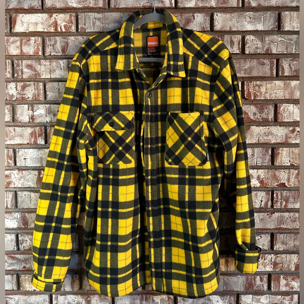Thirty Two Yellow and Black Plaid Fleece Performance Shirt Size XL